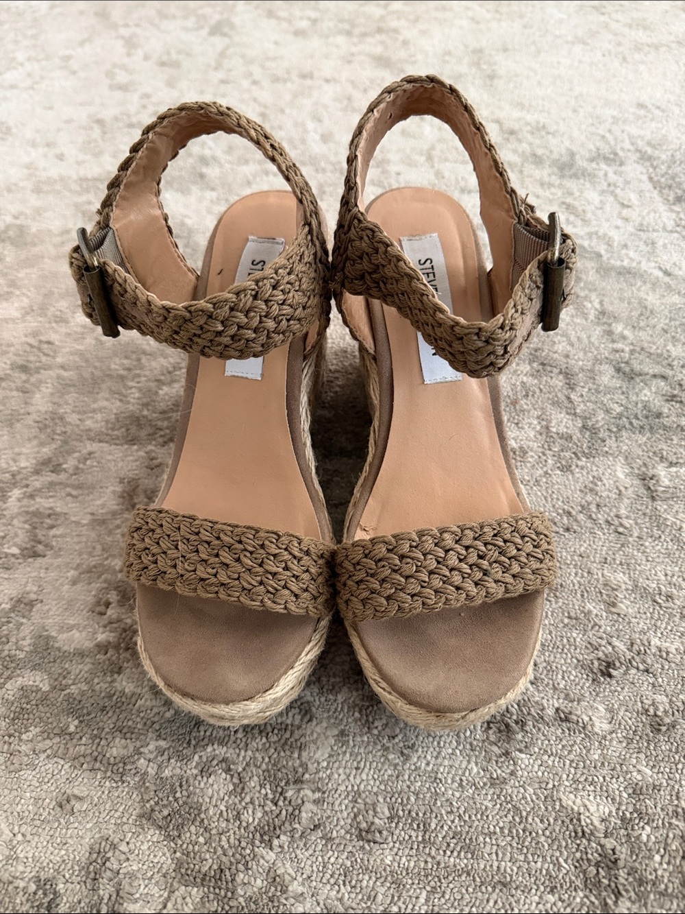 Steve Madden Tan Braided Espadrille Wedge Sandals